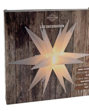 Dekorácia vianočná hviezda s časovačom 6LED 60cm biela