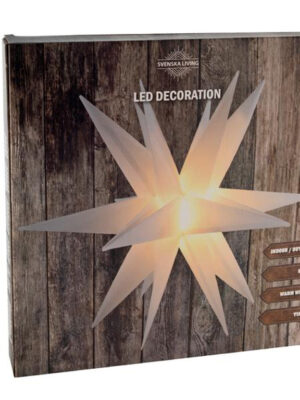Dekorácia vianočná hviezda s časovačom 6LED 60cm biela