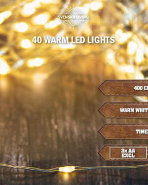 SVENSKA LIVING Vianočná svetelná reťaz 40LED 4m časovačom