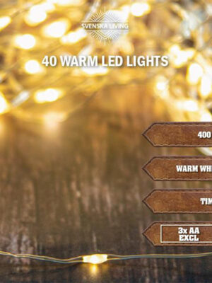 SVENSKA LIVING Vianočná svetelná reťaz 40LED 4m časovačom