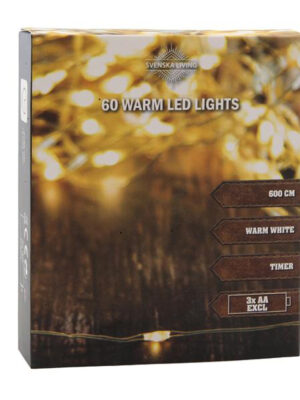 SVENSKA LIVING Vianočná svetelná reťaz 60LED s časovačom