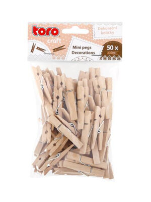 Drevené dekoračné mini štipce TORO 50ks