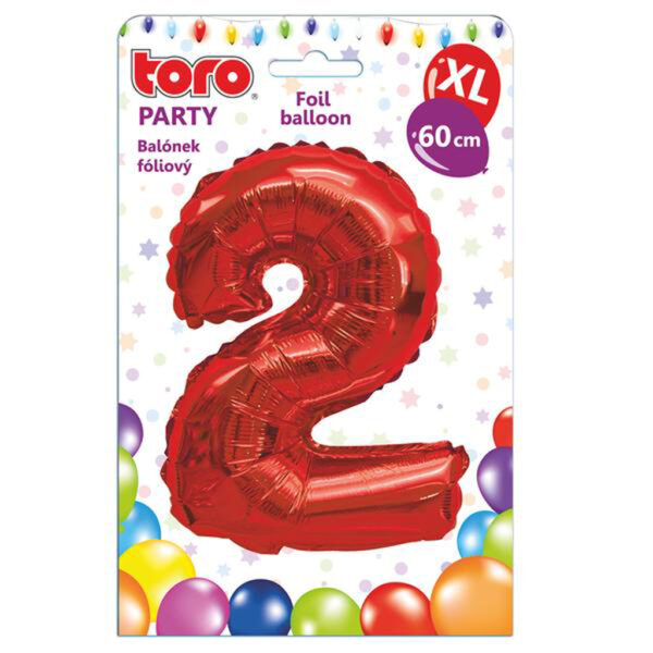 Balónik fóliový TORO XL číslica "2" 60cm