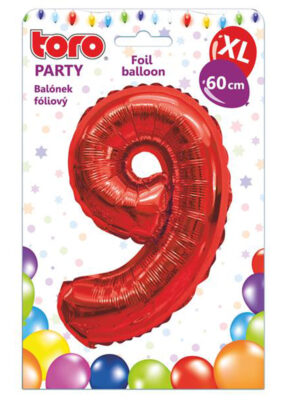 Balónik fóliový TORO XL číslica "9" 60cm