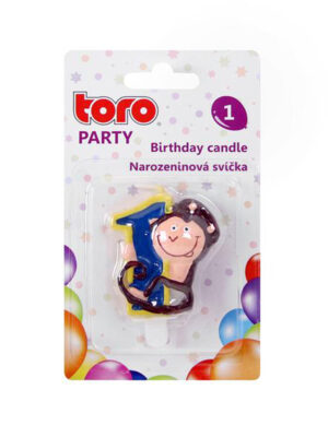 Tortová sviečka číslica "1" TORO zapichovacia 5cm opička