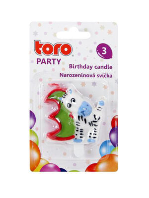 Tortová sviečka číslica "3" TORO zapichovacia 5cm koník