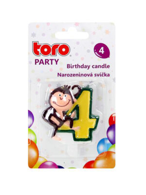 Tortová sviečka číslica "4" TORO zapichovacia 5cm opička