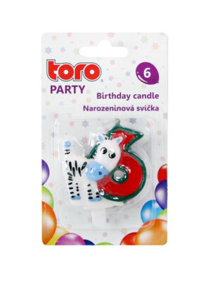 Tortová sviečka číslica "6" TORO zapichovacia 5cm koník