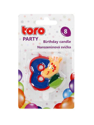 Tortová sviečka číslica "8" TORO zapichovacia 5cm žirafa
