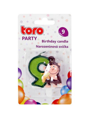 Tortová sviečka číslica "9" TORO zapichovacia 5cm opička