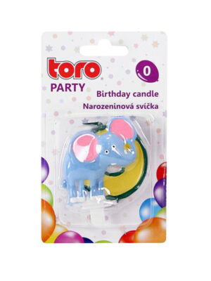Tortová sviečka číslica "0" TORO zapichovacia 5cm slon