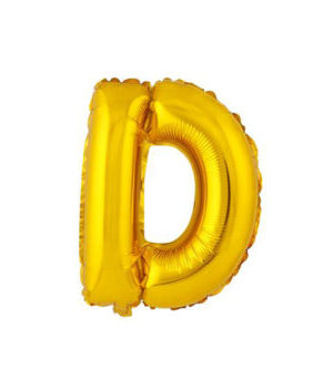 Balónik písmenko "D" TORO 30cm zlatá