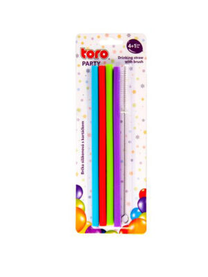 Silikónová slamka 20cm TORO 4ks s kefkou