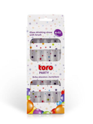 Sklenená slamka s kefkou TORO 4+1