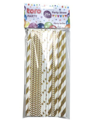 Papierové slamky 20cm TORO zlaté 25ks