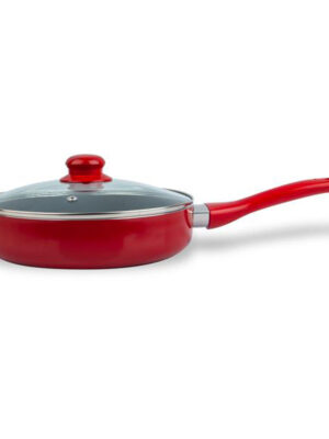 Hlboká panvica s pokrievkou KITCHISIMO Rosso 24cm nepriľnavý povrch