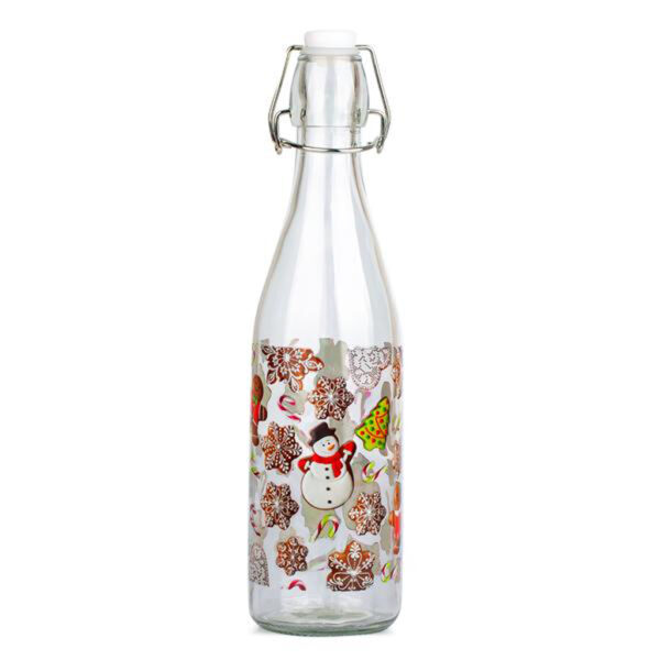 Sklenená fľaša s patentným uzáverom TORO 540ml perníčky