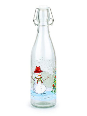 Sklenená fľaša s patentným uzáverom TORO 540ml snehuliak