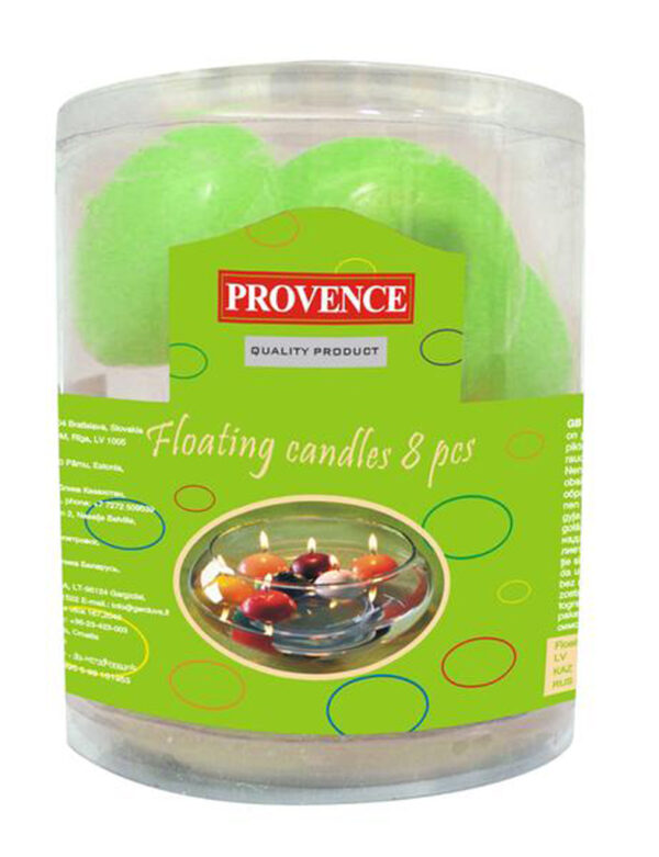Neparfumovaná plávajúca sviečka PROVENCE 8ks svetlo zelená
