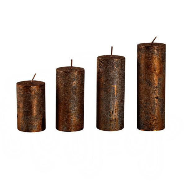 Rustikálna adventná sviečka ø4cm PROVENCE 4ks medená