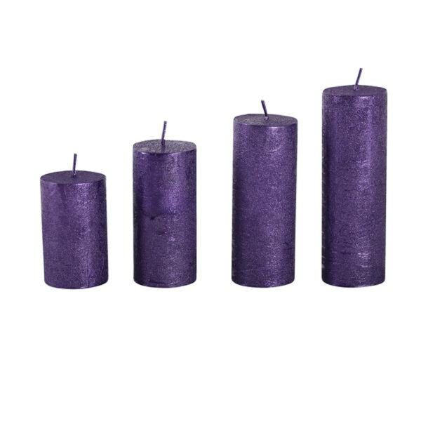 Rustikálna adventná sviečka ø4cm PROVENCE 4ks fialová