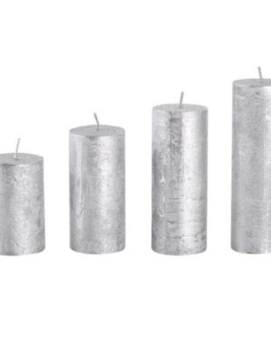 Rustikálna adventná sviečka ø4cm PROVENCE 4ks strieborná