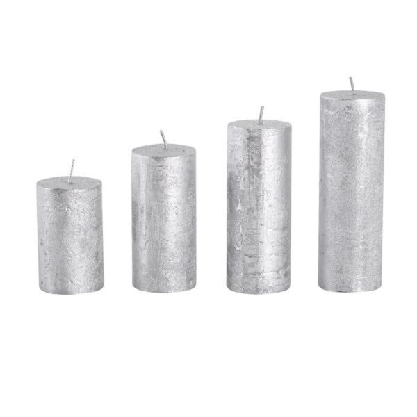 Rustikálna adventná sviečka ø4cm PROVENCE 4ks strieborná