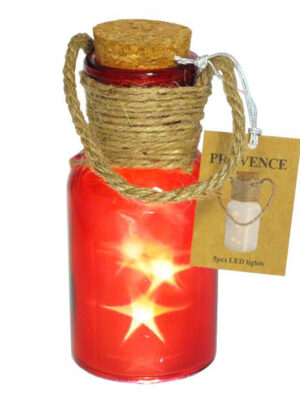 TORO Dekoračná fľaša 5 LED PROVENCE 20cm červená