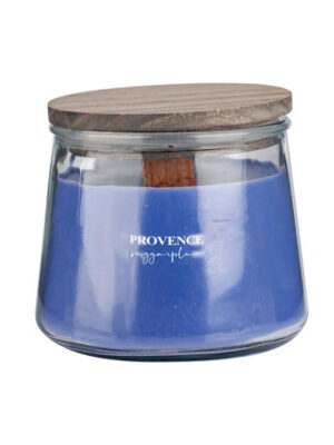 Vonná sviečka v skle PROVENCE drevený knôt 28 hodín sugarplum
