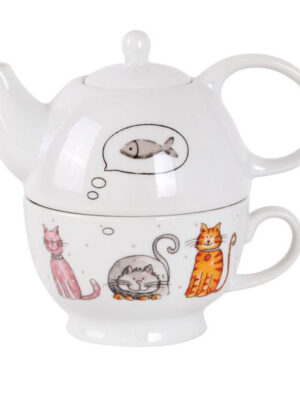 Porcelánová kanvička so šálkou Toro 450 ml mačka a pes