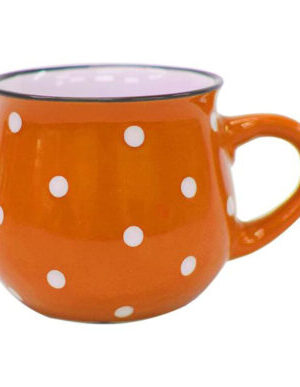 Keramický hrnček TORO 230ml oranžový s bodkami