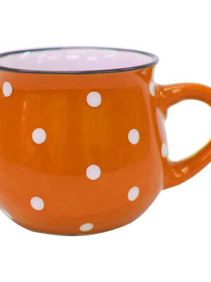 Keramický hrnček TORO 230ml oranžový s bodkami