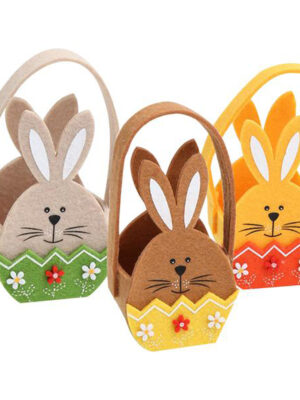 Arpex Plstený veľkonočný košík 22cm zajačik MIX farieb