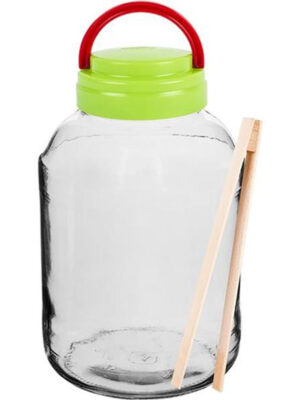 BROWIN Sklenený pohár s viečkom a kliešťami 3l