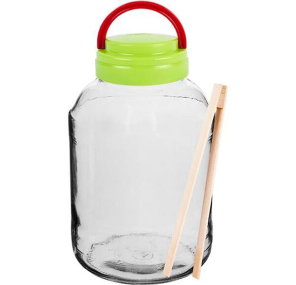 BROWIN Sklenený pohár s viečkom a kliešťami 3l