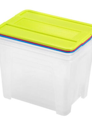 Plastový úložný box s vekom HEIDRUN TexBox 3x21l