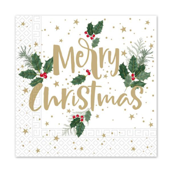 PROCOS Vianočné papierové obrúsky 33x33cm 3vrstvové merry christmas