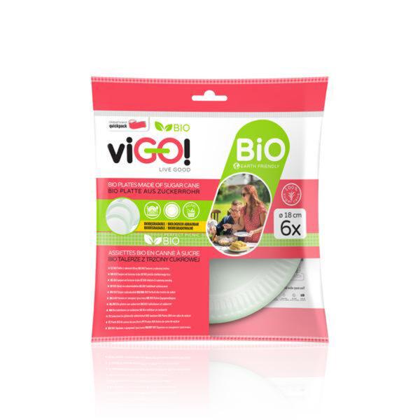 VIGO BIO tanier VIGO! 18cm cukrová trstina 6ks
