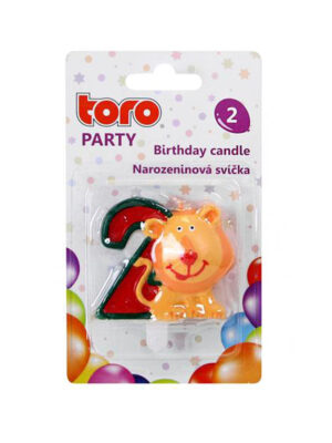 Tortová sviečka číslica "2" TORO zapichovacia 5cm lev