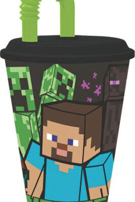 STOR Plastový téglik so slamkou MINECRAFT 430ml