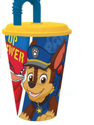 STOR Plastový téglik so slamkou Paw Patrol 430ml modrý