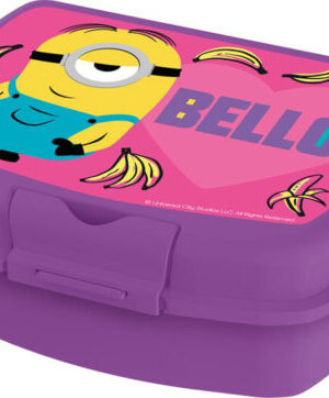 STOR Plastový desiatový box Mimoni 18x14x7cm fialový