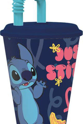 STOR Plastový téglik so slamkou Stitch 430ml