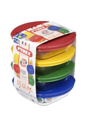 Pyrex SADA ŠTVORCOVÝCH PYREXOVÝCH POHÁROV 4KS