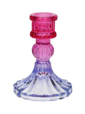 DUIF Sklenený svietnik LIOR 15cm ružová fialová
