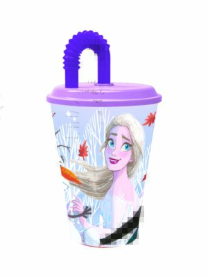STOR POHÁR SO SLAMKOU ĽADOVÉ KRÁĽOVSTVO 430 ML