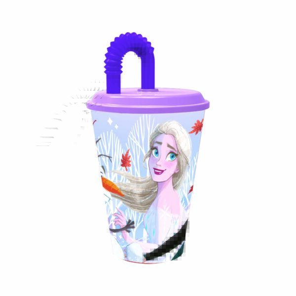 STOR POHÁR SO SLAMKOU ĽADOVÉ KRÁĽOVSTVO 430 ML